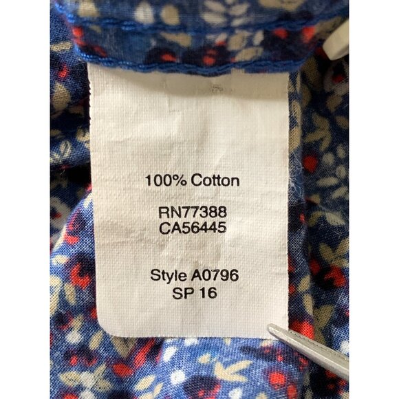 Retro J.Crew Mens Slim Fit Floral Button-Down Shirt L 100% Cotton Blue/Red 7831G - Picture 7 of 7